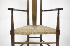 E. G. Punnett Attributed, for William Birch Set of Four Glasgow School Oak & Rush Chairs - Thumbnail 11
