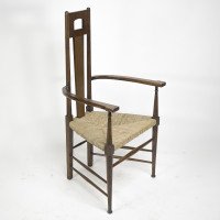 E. G. Punnett Attributed, for William Birch Set of Four Glasgow School Oak & Rush Chairs - Thumbnail 12