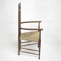 E. G. Punnett Attributed, for William Birch Set of Four Glasgow School Oak & Rush Chairs - Thumbnail 16