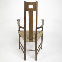 E. G. Punnett Attributed, for William Birch Set of Four Glasgow School Oak & Rush Chairs - Thumbnail 18