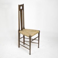 E. G. Punnett Attributed, for William Birch Set of Four Glasgow School Oak & Rush Chairs - Thumbnail 23