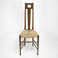E. G. Punnett Attributed, for William Birch Set of Four Glasgow School Oak & Rush Chairs - Thumbnail 24