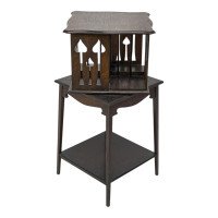 Liberty & Co., Arts & Crafts Oak Revolving Bookcase with Stylised Floral Cut-out Decoration - Thumbnail 5