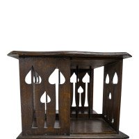 Liberty & Co., Arts & Crafts Oak Revolving Bookcase with Stylised Floral Cut-out Decoration - Thumbnail 8