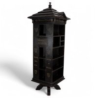 Seymour Easton. A Gothic Revival Ebonised Tabard Inn Library Revolving Bookcase