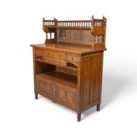 Bruce Talbert, for Gillows. An Aesthetic Movement Oak Sideboard with Turned Finials - Thumbnail 2