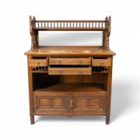 Bruce Talbert, for Gillows. An Aesthetic Movement Oak Sideboard with Turned Finials - Thumbnail 8