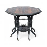 Lambs of Manchester. A Good Aesthetic Movement Ebonised Walnut Octagonal Eight-leg Centre Table - Thumbnail 2