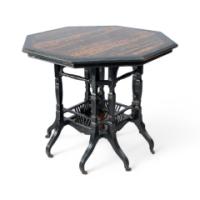 Lambs of Manchester. A Good Aesthetic Movement Ebonised Walnut Octagonal Eight-leg Centre Table - Thumbnail 3