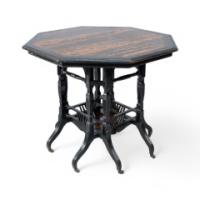 Lambs of Manchester. A Good Aesthetic Movement Ebonised Walnut Octagonal Eight-leg Centre Table - Thumbnail 5
