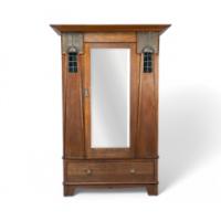 Maple & Co., English Arts & Crafts Oak Wardrobe with Decorative Copper Details - Thumbnail 1