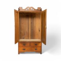 Liberty & Co. Attributed, Arts & Crafts Oak Double Wardrobe with Stylized Cut-Outs - Thumbnail 6