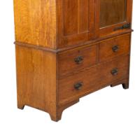 Liberty & Co. Attributed, Arts & Crafts Oak Double Wardrobe with Stylized Cut-Outs - Thumbnail 11