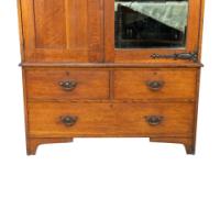 Liberty & Co. Attributed, Arts & Crafts Oak Double Wardrobe with Stylized Cut-Outs - Thumbnail 13