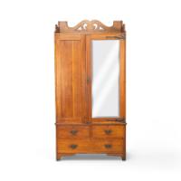 Liberty & Co. Attributed, Arts & Crafts Oak Double Wardrobe with Stylized Cut-Outs