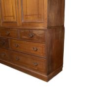 Morris & Co. Attributed, an Arts & Crafts Oak Treble Linen Press, Metalwork by Rathbone - Thumbnail 5
