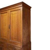 Morris & Co. Attributed, an Arts & Crafts Oak Treble Linen Press, Metalwork by Rathbone - Thumbnail 4