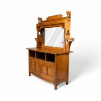 Shapland & Petter. Arts & Crafts Oak Sideboard with Castellated Top & Upper Display - Thumbnail 3