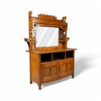 Shapland & Petter. Arts & Crafts Oak Sideboard with Castellated Top & Upper Display - Thumbnail 2