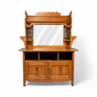 Shapland & Petter. Arts & Crafts Oak Sideboard with Castellated Top & Upper Display