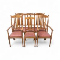 Shapland & Petter, Set of 10 Arts & Crafts Oak Dining Chairs and Matching Settee