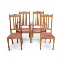 Shapland & Petter, Set of 10 Arts & Crafts Oak Dining Chairs and Matching Settee - Thumbnail 3