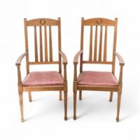 Shapland & Petter, Set of 10 Arts & Crafts Oak Dining Chairs and Matching Settee - Thumbnail 9