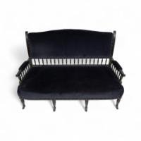 Collinson & Lock. An Anglo-Japanese Mahogany Settee with Carved & Scrolled Arms - Thumbnail 1
