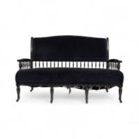 Collinson & Lock. Anglo-Japanese Mahogany Settee with Carved & Scrolled Arms - Thumbnail 2