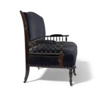 Collinson & Lock. Anglo-Japanese Mahogany Settee with Carved & Scrolled Arms - Thumbnail 3