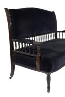 Collinson & Lock. Anglo-Japanese Mahogany Settee with Carved & Scrolled Arms - Thumbnail 4