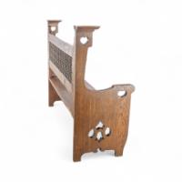 Liberty & Co., Arts & Crafts Oak Settle with Mashrabiya Turnings to the Back - Thumbnail 6