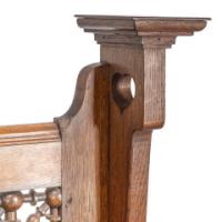 Liberty & Co., Arts & Crafts Oak Settle with Mashrabiya Turnings to the Back - Thumbnail 11