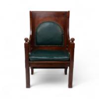Liberty & Co., Arts & Crafts Oak Armchair with Leather Cushion - Thumbnail 2