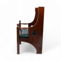 Liberty & Co. A Good Quality Arts & Crafts Oak Armchair with Leather Cushion - Thumbnail 3