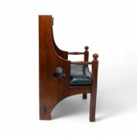 Liberty & Co., Arts & Crafts Oak Armchair with Leather Cushion - Thumbnail 5