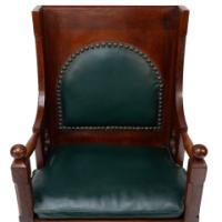 Liberty & Co., Arts & Crafts Oak Armchair with Leather Cushion - Thumbnail 7