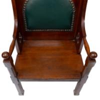 Liberty & Co., Arts & Crafts Oak Armchair with Leather Cushion - Thumbnail 8