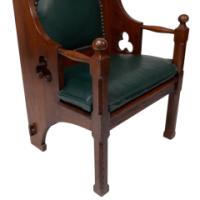 Liberty & Co., Arts & Crafts Oak Armchair with Leather Cushion - Thumbnail 9