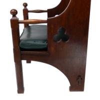 Liberty & Co., Arts & Crafts Oak Armchair with Leather Cushion - Thumbnail 14
