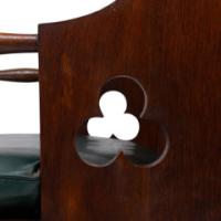 Liberty & Co., Arts & Crafts Oak Armchair with Leather Cushion - Thumbnail 16
