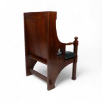 Liberty & Co., Arts & Crafts Oak Armchair with Leather Cushion - Thumbnail 18