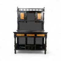 Gillows. A Fine Aesthetic Movement Side Cabinet with Hand Painted Floral Panels - Thumbnail 2
