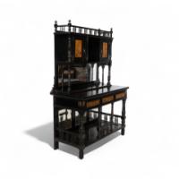 Gillows. A Fine Aesthetic Movement Side Cabinet with Hand Painted Floral Panels - Thumbnail 3
