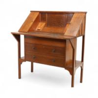 G. M. Ellwood for J. S. Henry. Arts & Crafts Oak Writing Desk - Thumbnail 1