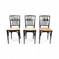 Gustav Siegel for J & J Kohn. Three Ebonised Bentwood Dining/cafe Chairs - Thumbnail 2