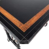 Gillow & Co., attributed, Aesthetic Movement Ebonised Fold-Over Floral Inlaid Card Table - Thumbnail 10