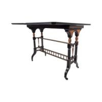Gillow & Co., attributed, Aesthetic Movement Ebonised Fold-Over Floral Inlaid Card Table - Thumbnail 15