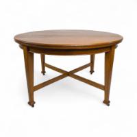 Jas Shoolbred (labelled). Arts & Crafts Round Oak Dining Table