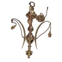 A GEC Arts & Crafts Brass Three Branch Ceiling Light Re-wired in Period Style Cable - Thumbnail 5